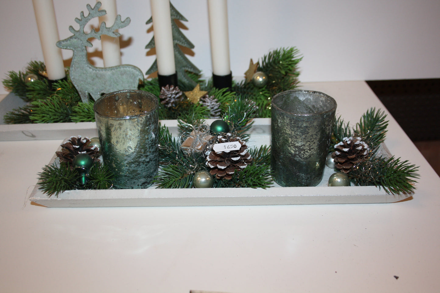 #8067 Tabletts mit Kerzenhalter in türkis Sonderfarbe