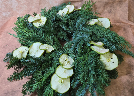 #8017 Rohkranz frische Tanne, Tuja und Apfel