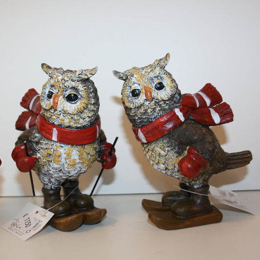 #8090 Dekofigur Eule auf Ski