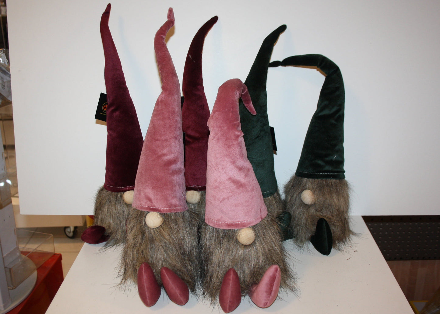 #8070 Samtwichtel rosa, bordeaux und Grün 40cm