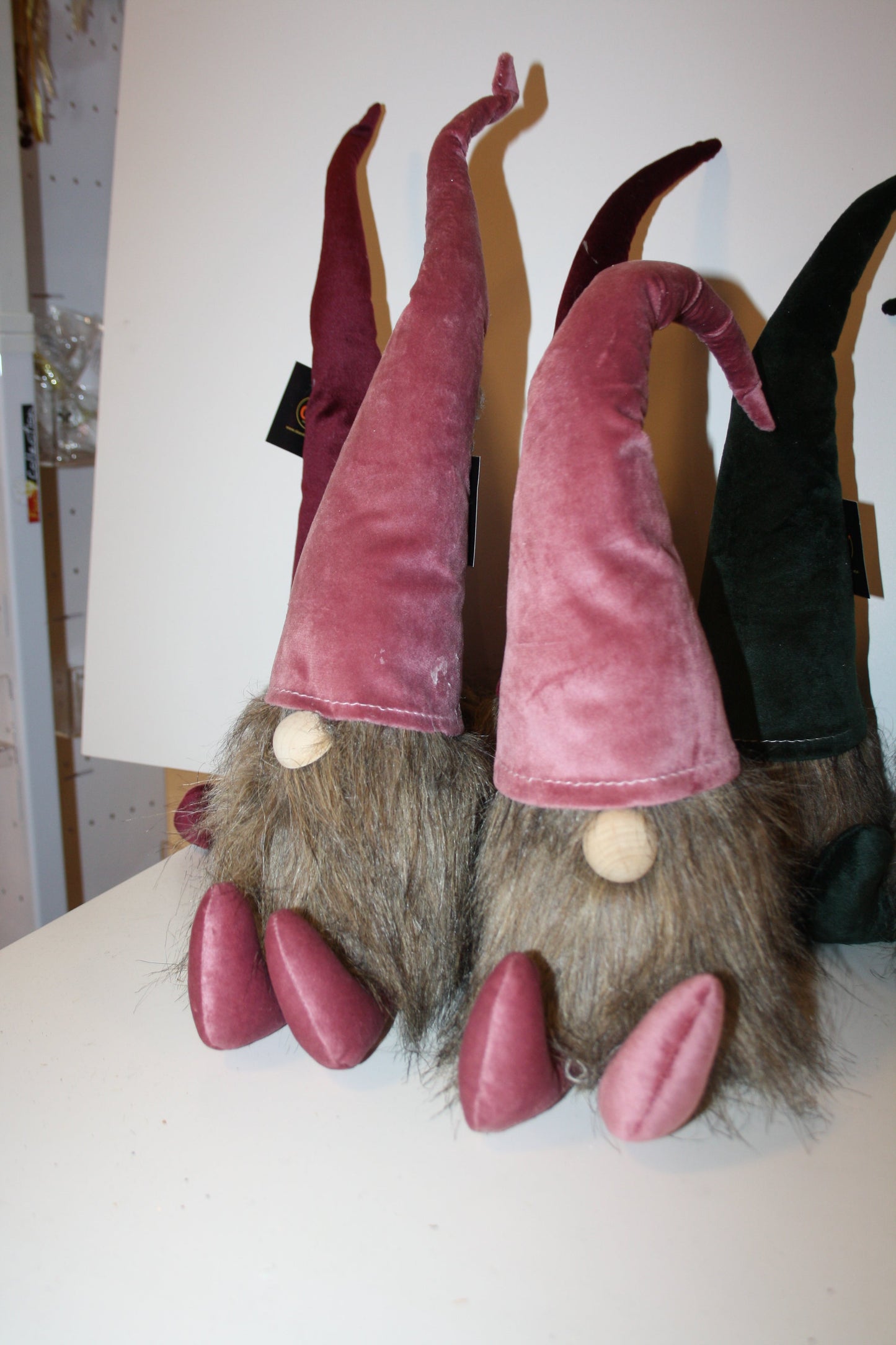 #8070 Samtwichtel rosa, bordeaux und Grün 40cm