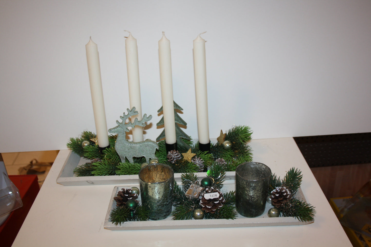 #8067 Tabletts mit Kerzenhalter in türkis Sonderfarbe