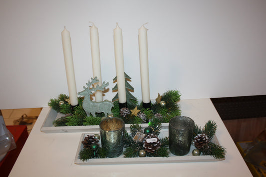 #8067 Tabletts mit Kerzenhalter in türkis Sonderfarbe