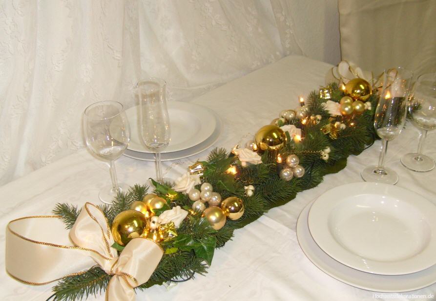 #8049 Girlande mit Lichterkette für Kamin creme gold