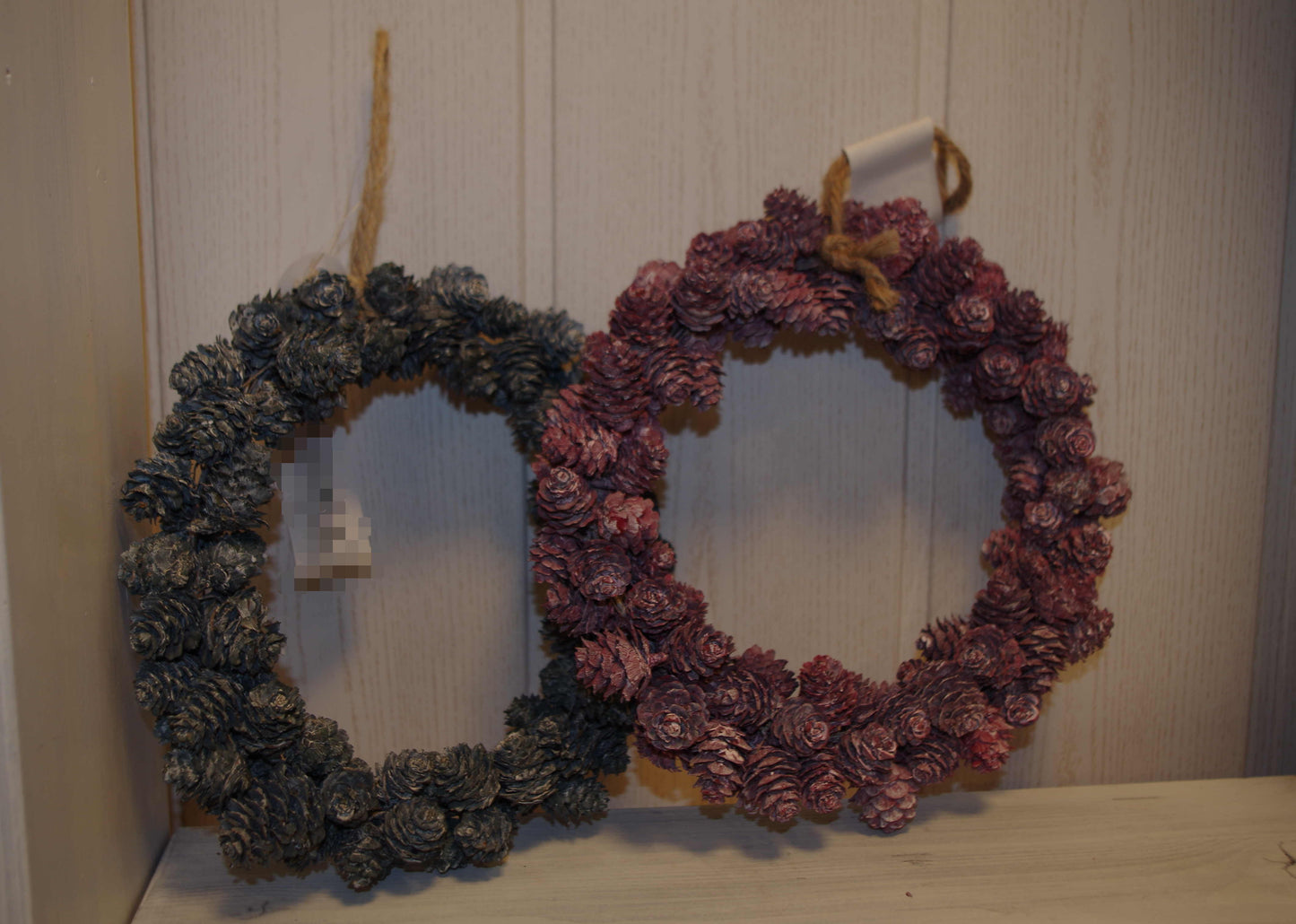 #8069 Zapfenkraenze in Rosa und türkis/ petrol